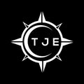 TJE abstract technology logo design on Black background. TJE creative initials letter logo concept
