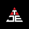 TJE triangle letter logo design with triangle shape. TJE triangle logo design monogram. TJE triangle vector logo template with red