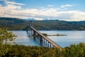 Tjeldsund Bridge in Norway crossing the mainland and the island of Hinnoya