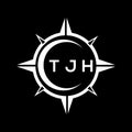 TJH abstract technology logo design on Black background. TJH creative initials letter logo concept