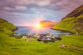 Tjornuvik Ã¢â¬â beautiful town in the Faroe Islands, sit on the north coast of Streymoy, Faroe Islands, Denmark Royalty Free Stock Photo