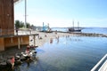 Oslo, Norway - July 24, 2018:Astrup Fearnley Museum surrounding area, swimming beach, sculpture park and waterside promenade.