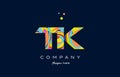 tk t k colorful alphabet letter logo icon template vector