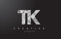 TK T K Letter Logo with Zebra Lines Texture Design Vector.