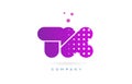 tk t k pink dots letter logo alphabet icon