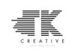 TK T K Zebra Letter Logo Design with Black and White Stripes