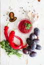 Tkemali sauce and ingredients Royalty Free Stock Photo