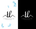 Tl, lt creative handwriting letter, initial logo vector design on white and black background
