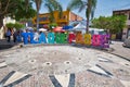 Guadalajara, Tlaquepaque, Mexico-20 April, 2018: Tlaquepaque art village colorful streets during a peak tourist season