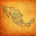 Tlaxcala on administration map of Mexico Royalty Free Stock Photo