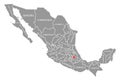 Tlaxcala red highlighted in map of Mexico Royalty Free Stock Photo