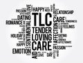 TLC - Tender Loving Care word cloud, concept background Royalty Free Stock Photo