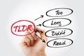 TLDR - Too Long Didn`t Read acronym, business concept background Royalty Free Stock Photo