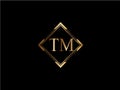 TM Initial diamond shape Gold color later Logo Design
