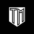 TM Logo monogram shield geometric black line inside white shield color design