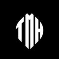 TMH circle letter logo design with circle and ellipse shape. TMH ellipse letters with typographic style. The three initials form a Royalty Free Stock Photo