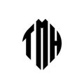 TMH circle letter logo design with circle and ellipse shape. TMH ellipse letters with typographic style. The three initials form a Royalty Free Stock Photo
