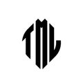 TML circle letter logo design with circle and ellipse shape. TML ellipse letters with typographic style. The three initials form a Royalty Free Stock Photo