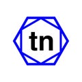 TN hexagon typography monogram. TN lettering icon