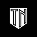 TN Logo monogram shield geometric black line inside white shield color design