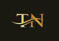 TN logo Design. Letter TN Logo Design with water wave concept