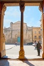 The view on Republic square and St Anne Church from St Trophime Cathedral, Arles, France