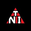 TNI triangle letter logo design with triangle shape. TNI triangle logo design monogram. TNI triangle vector logo template with red