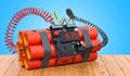 TNT bomb explosive with digital countdown timer clock on the woo Royalty Free Stock Photo