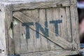 TNT. Box of dynamite. Wild West mining explosive crate