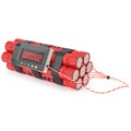TNT dynamite red bomb with a timer on a white background. Royalty Free Stock Photo