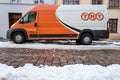 TNT Express delivery van on a partly snow covered street