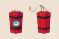 TNT time bomb with clock. Cartoon vector illustration Royalty Free Stock Photo