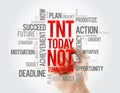 TNT - Today Not Tomorrow word cloud, business concept background Royalty Free Stock Photo