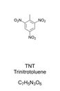 TNT, Trinitrotoluene chemical structure and formula Royalty Free Stock Photo