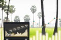 2023 to 2027 agriculture application innovation on computer laptop on super palm tree background