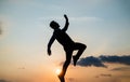 To be free. free man dancing. happiness. need the inspiration. man feel motivation. full of energy. dancer silhouette on Royalty Free Stock Photo