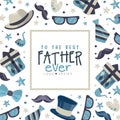 To the best father ever logo design. Happy Fathers Day greeting card, banner, poster cartoon vector Royalty Free Stock Photo