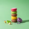 To bottom the macarons are red green brown yellow and another Royalty Free Stock Photo
