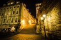 To the castle - Ke Hradu - a short alley at the Prague Castle at night, Czech Republic Royalty Free Stock Photo