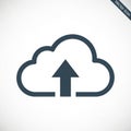 To the cloud commonly used in technological and digital contexts. Royalty Free Stock Photo