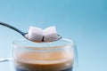 To cubes of sugar in spoon Royalty Free Stock Photo