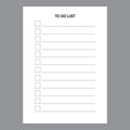To do list. Blank checklist sheet. Organized task template. Gray background.