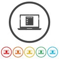 To Do list document on laptop ring icon, color set