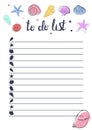 To Do List in doodle style. Vector illustration. Planner in summer theme. Schedule. Notes template