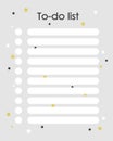 To-do list on a gray background with stars, lines for writing and circles for progress marks