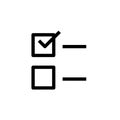 To do list icon design. two check box with check mark in first line symbol. simple clean line art professional business management