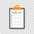 To do list icon with hand drawn text. Checklist, task list vector illustration in flat style on white background.