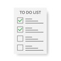 To do list icon on white background. Daily planner. Business schedule or organizer. Paper sheet with green check mark