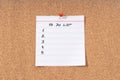 To do list note on a cork board