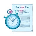 To do list and stopwatch in sketch style. Cartoon design